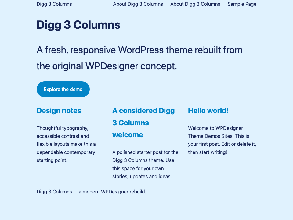 Digg 3 Columns WordPress Theme