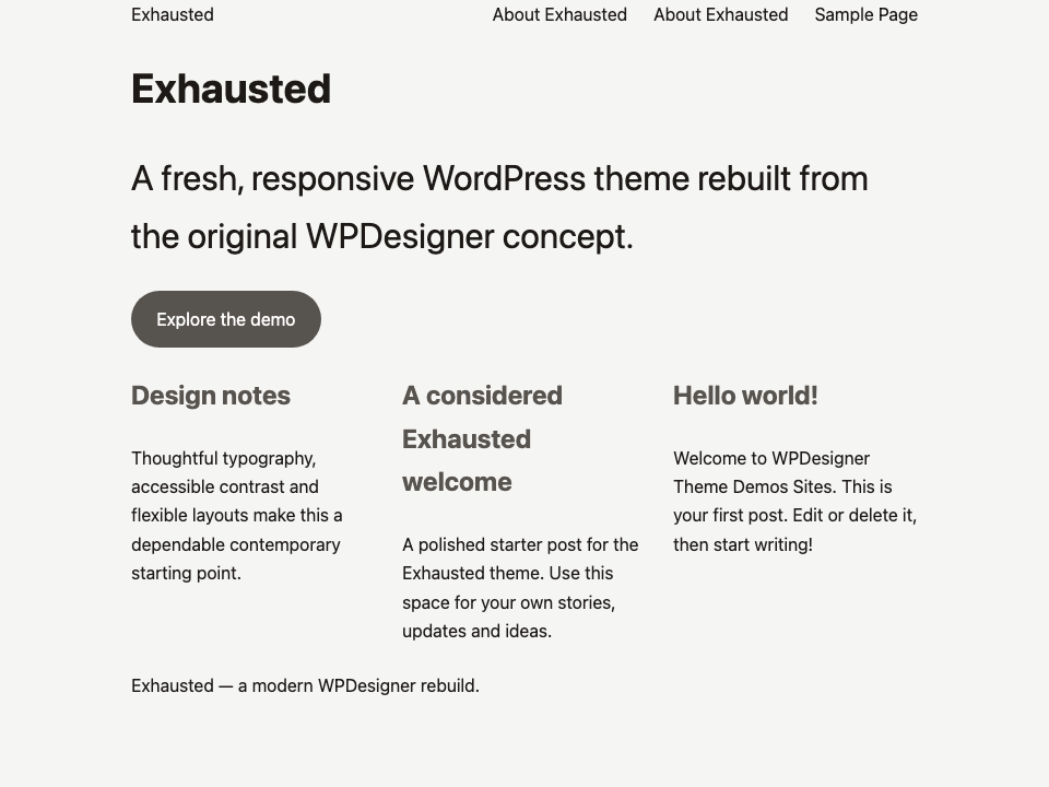 Exhausted WordPress Theme
