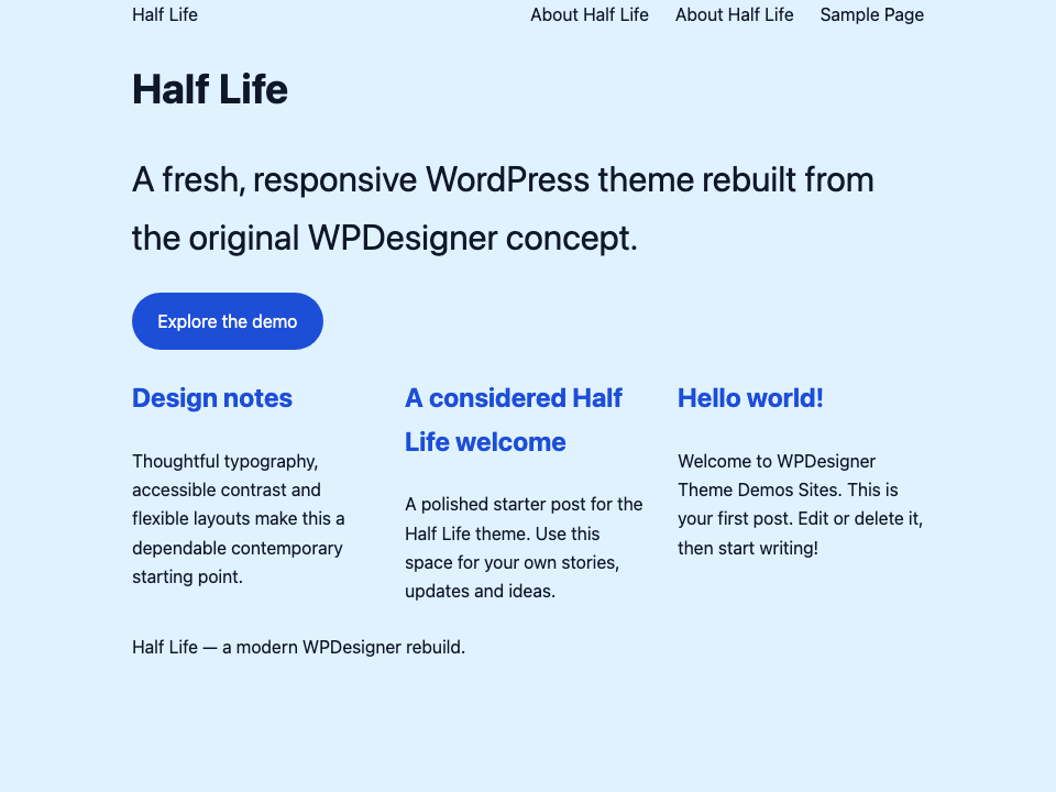 Half Life WordPress Theme