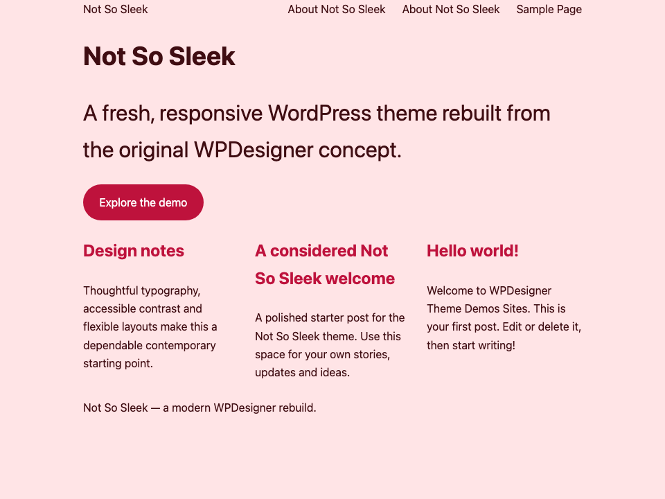 Not So Sleek WordPress Theme