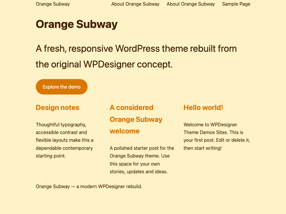 Orange Subway WordPress Theme
