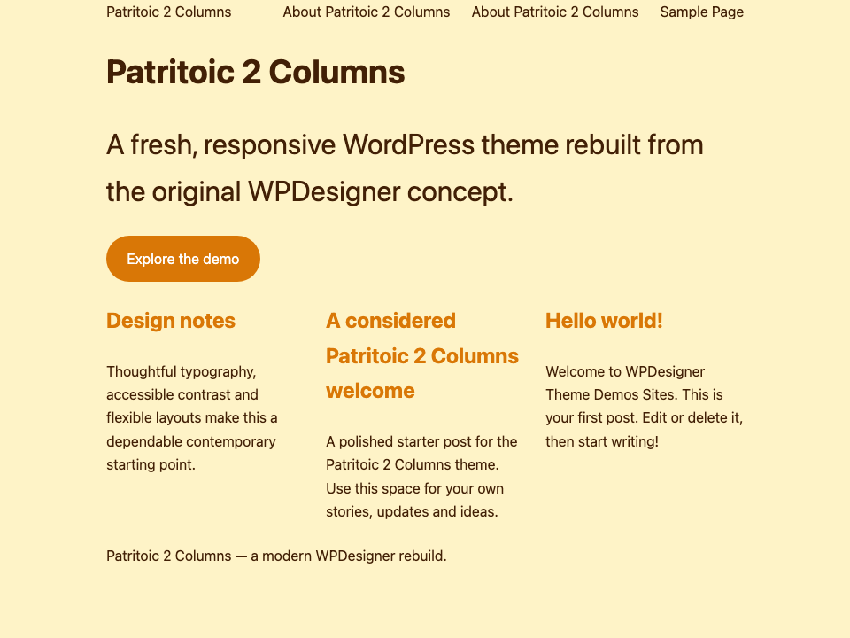 Patritoic 2 Columns WordPress Theme