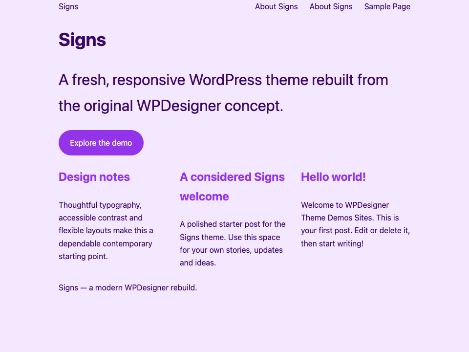 Signs WordPress Theme