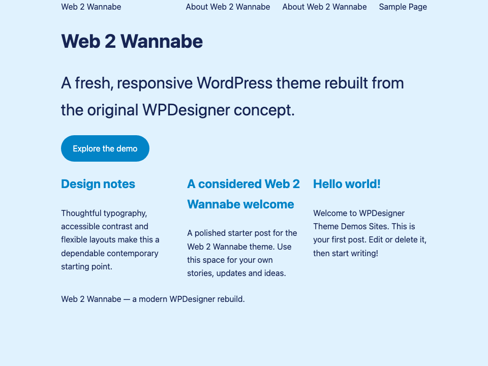 Web 2 Wannabe WordPress Theme